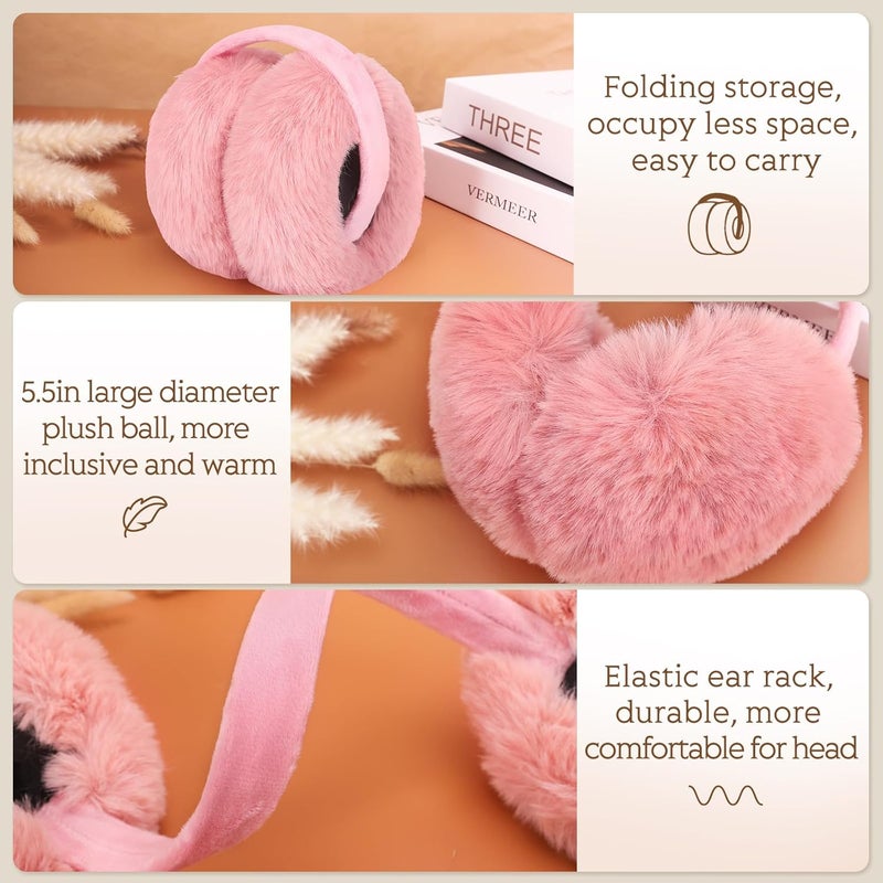 Lainlight Store Earmuffs for Women Winter Warm Foldable Ear Muffs Faux Fur Cute Fuzzy Ear Warmers for Girls Women - Image 3